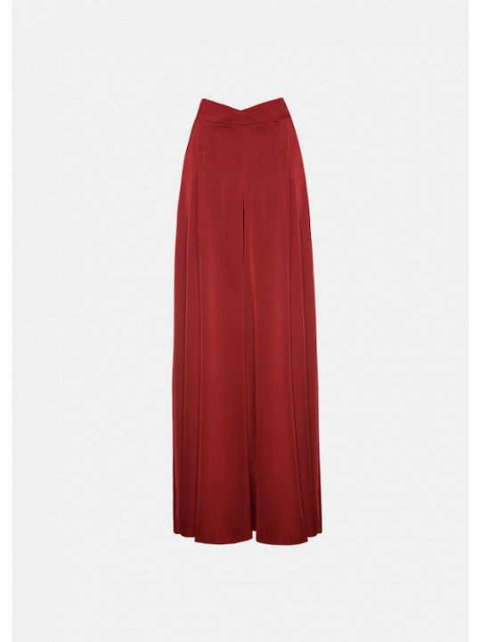 Women's Dark Red Set with High Waisted Trousers