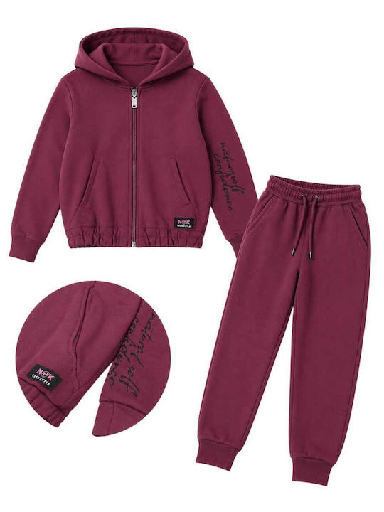 Kids Sweatpants Set With Jacket Burgundy