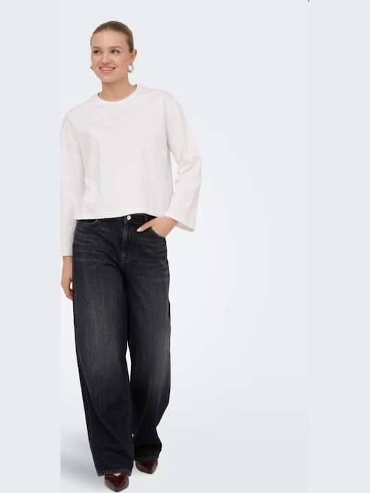 Damen Jeans Hosen in Lose Passform Schwarz