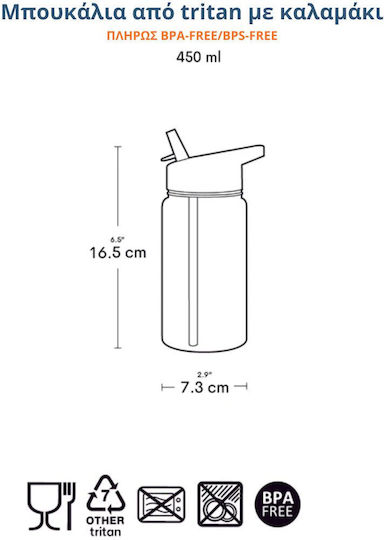 A Little Lovely Company Tritan Plastic Kids Water Bottle Jungle 450ml
