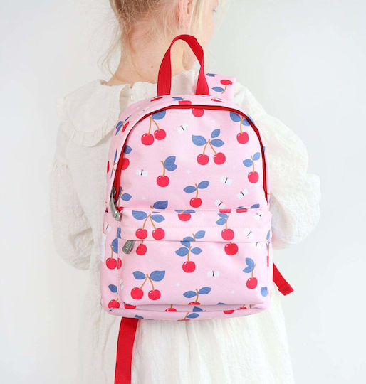 A Little Lovely Company Tritan Plastic Kids Thermos Water Bottle with Straw Non Spill Cherries 450ml