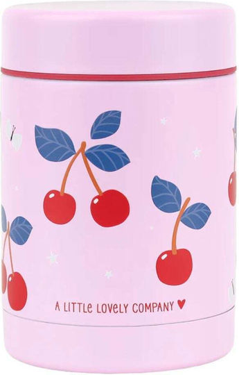 A Little Lovely Company Tritan Plastic Kids Thermos Water Bottle with Straw Non Spill Cherries 450ml
