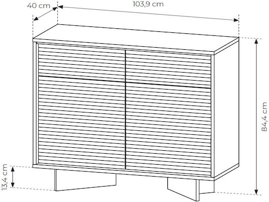 Bufet Semi Din Lemn cu Sertare Boliwar 103.9x40x84.4cm
