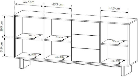 Nabu Sideboard Wooden with Drawers Natural Oak 183x83x38cm