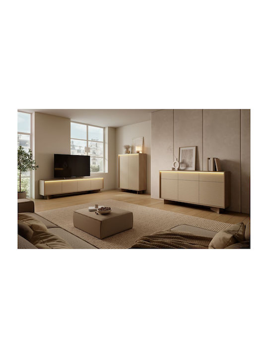 Semi Wooden Sideboard Cappuccino 204x40x40cm