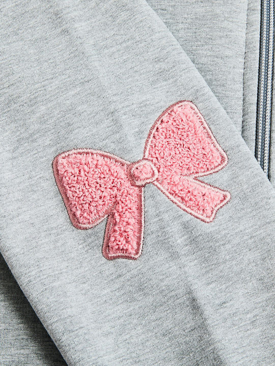 Kids Sweatshirt Cardigan With Hood And Pockets Grey