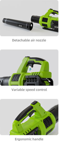 Deli Handheld Leaf Blower 20V with 1 Battery 4Ah & Volume Control