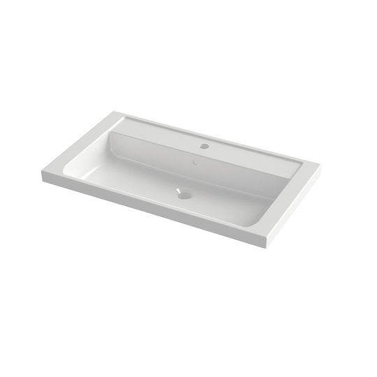 Orabella Badezimmer Waschtisch-Einheit mit Waschbecken & Spiegel M81xB45xH50cm Chrom