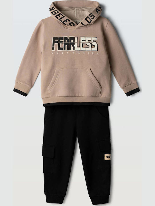 Kids Tracksuits Beige and Black 2 Pieces