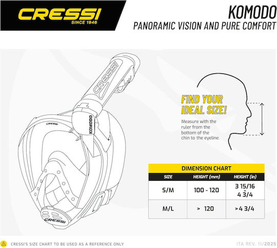 CressiSub Komodo Silicone Full Face Yellow Diving Mask