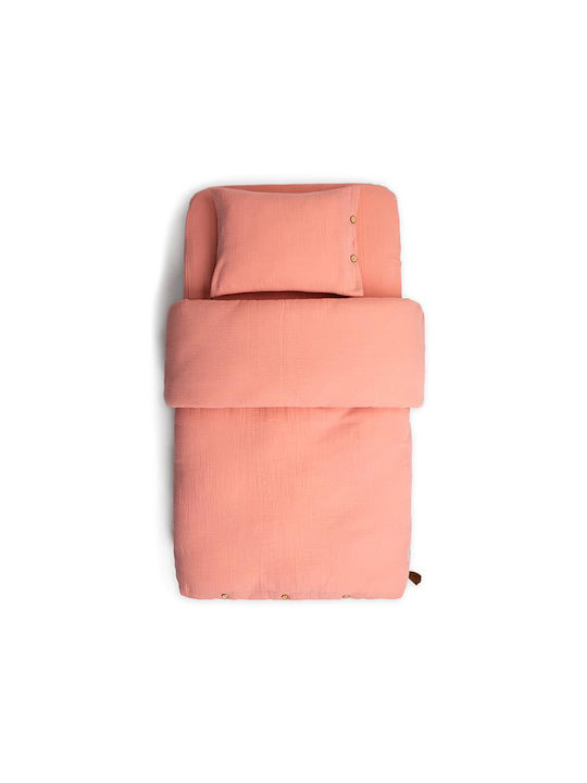 Funna Baby Сет Бебешка Долен Калъф с Калъфка за Възглавница Коралов 110x150см.