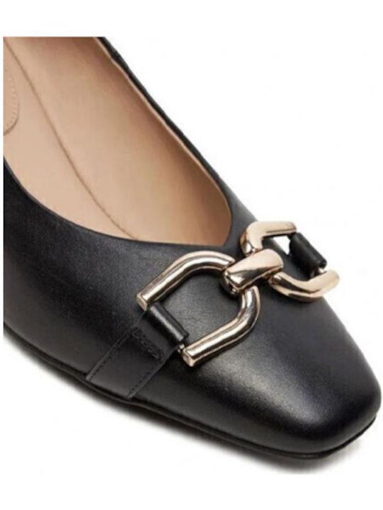 Leather Heels with Low Heel Black