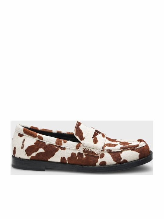 Leather Women's Loafers In Brown Colour