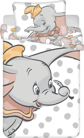 Disney Set Copertă de Pătuț cu Față de Pernă Dumbo Dots Albă 100x135cm. Disney Set Copertă de Pătuț cu Față de Pernă Dumbo Dots Albă 100x135cm.