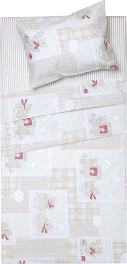 Viopros Baby Duvet Cover Set With Pillowcase Beige 120x160cm