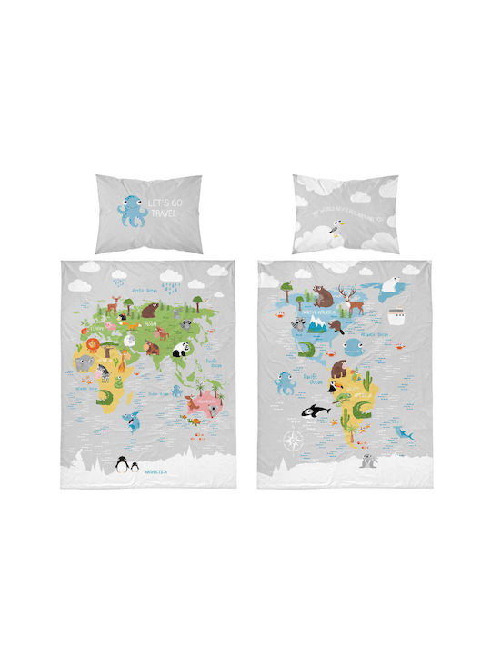 Detexpol Set Copertă de Pătuț cu Față de Pernă Gri 90x120cm.