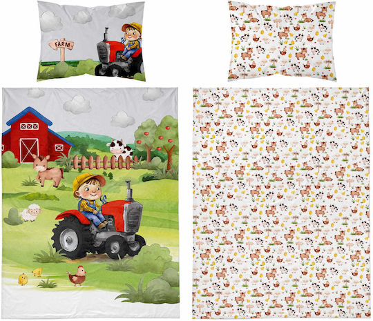 Detexpol Сет Бебешка Долен Калъф с Калъфка за Възглавница Farm Red 100x135см. Detexpol Сет Бебешка Долен Калъф с Калъфка за Възглавница Farm Red 100x135см.