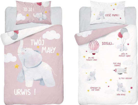 Detexpol Baby Duvet Cover Set With Pillowcase Pink 100x135cm