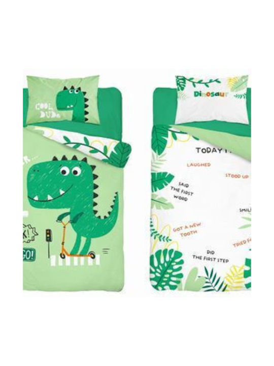 Detexpol Set Cearceaf Pentru Bebeluş Cu Faţă De Pernă Verde 90x120cm