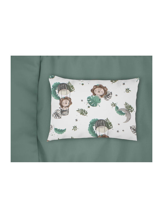 Μαξιλαροθήκη Εμπριμέ Bebe Lion 534 35x45 Green 100% Cotton