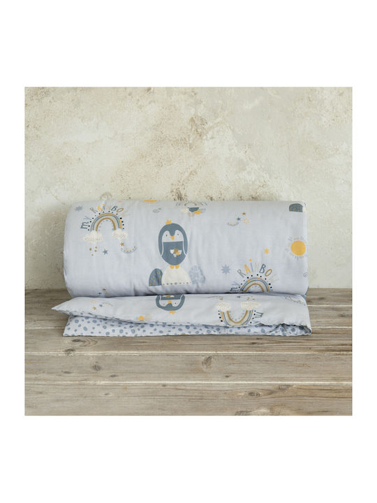 Nima Happy Pingui Baby Quilt Baumwolle Hellblau 100x140cm