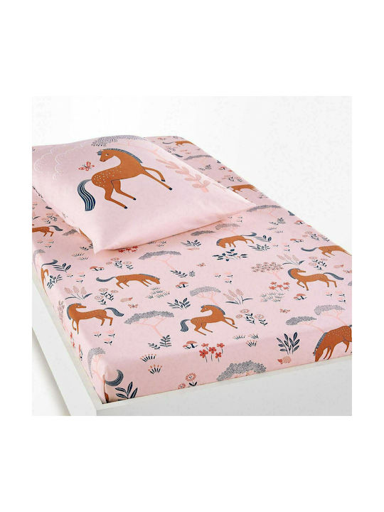 La Redoute Interieurs Sheet Single Fitted Cotton Bagatelle Pink 90x190cm