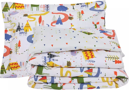 Das Home Kids Sheets Set with Elastic Band Blue Green White 170x260cm Das Home Kids Sheets Set with Elastic Band Blue Green White 170x260cm
