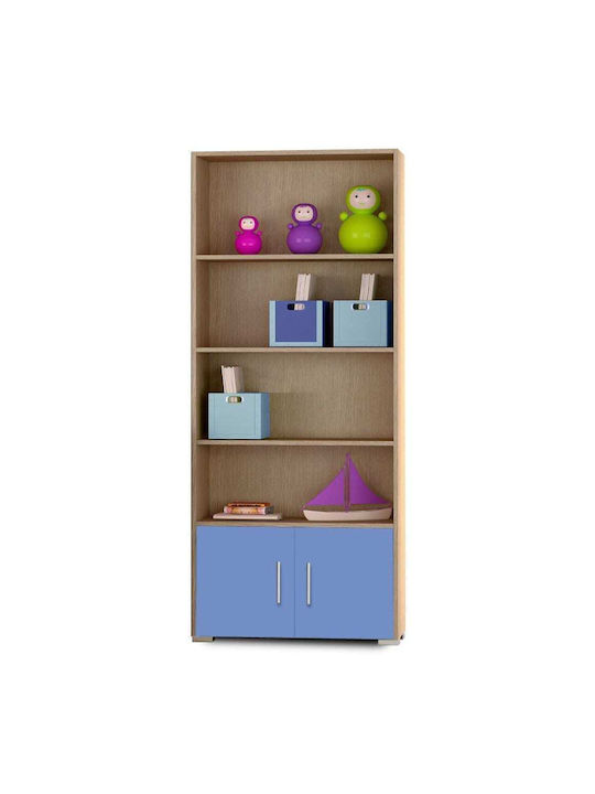 Kids Wooden Bookcase Light Blue 75x30x180cm