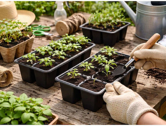 Seedling Pots Holes on the Bottom Square 64pcs Divo-dv 27927 Black