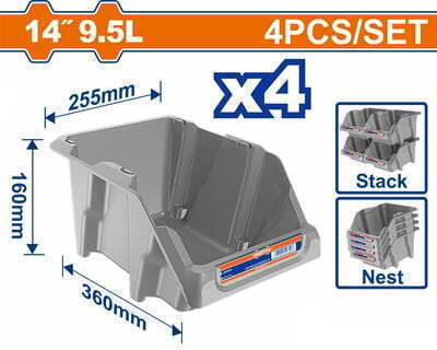 Wadfow Plastic Stackable Tool Storage Bin L36xW25.5xH16cm