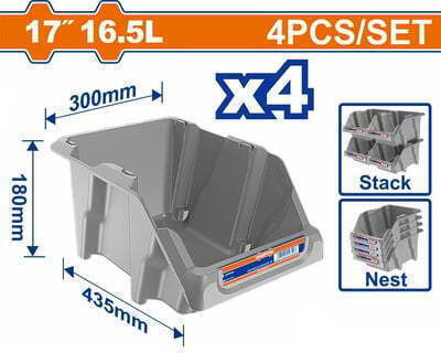 Wadfow Plastic Stackable Tool Storage Bin 43.5x30x18cm