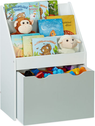 Bibliotecă de Pardoseală din Lemn Albă 70x50.5x28cm Bibliotecă de Pardoseală din Lemn Albă 70x50.5x28cm