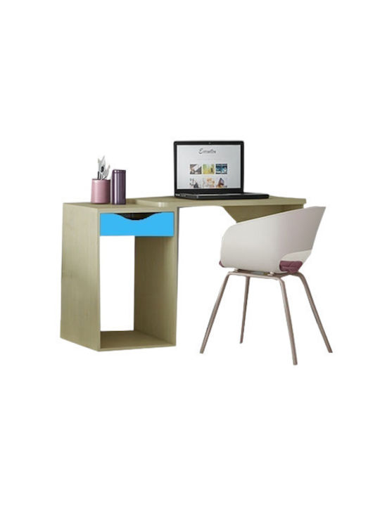 106 Birou pentru copii din Melamină Stejar-albastru 130x55x80cm