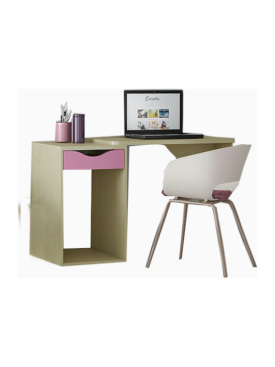 106 Детско бюро от меламин Oak-Pink 130x55x80см