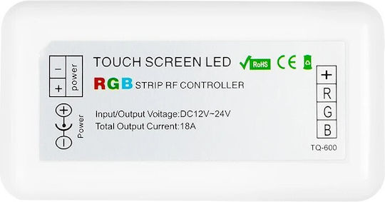 GloboStar Διακόπτης Dimmer με Πλαίσιο Ταινία LED Αφής 2.4G Round 12-24 Volt DC Λευκό σε Λευκό Χρώμα