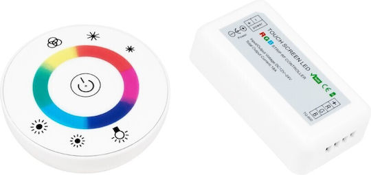 GloboStar Διακόπτης Dimmer με Πλαίσιο Ταινία LED Αφής 2.4G Round 12-24 Volt DC Λευκό σε Λευκό Χρώμα