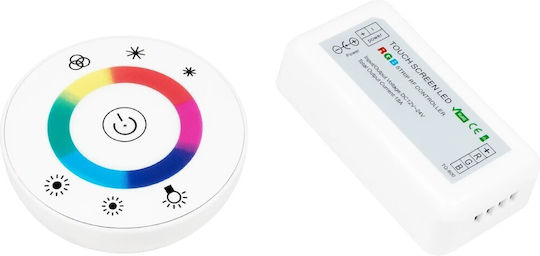 GloboStar Διακόπτης Dimmer με Πλαίσιο Ταινία LED Αφής 2.4G Round 12-24 Volt DC Λευκό σε Λευκό Χρώμα