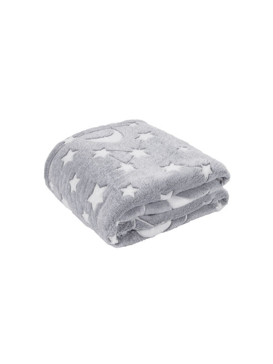 Das Home Κουβέρτα Fleece Glowing Fleece Γκρι 160x220εκ.
