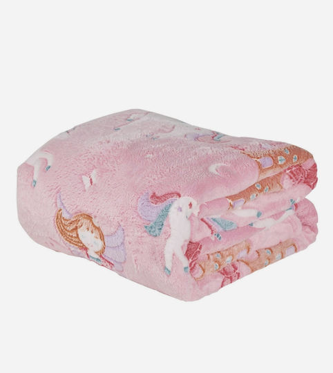 Κουβέρτα Fleece Φωσφορίζουσα Ροζ 150x200εκ.