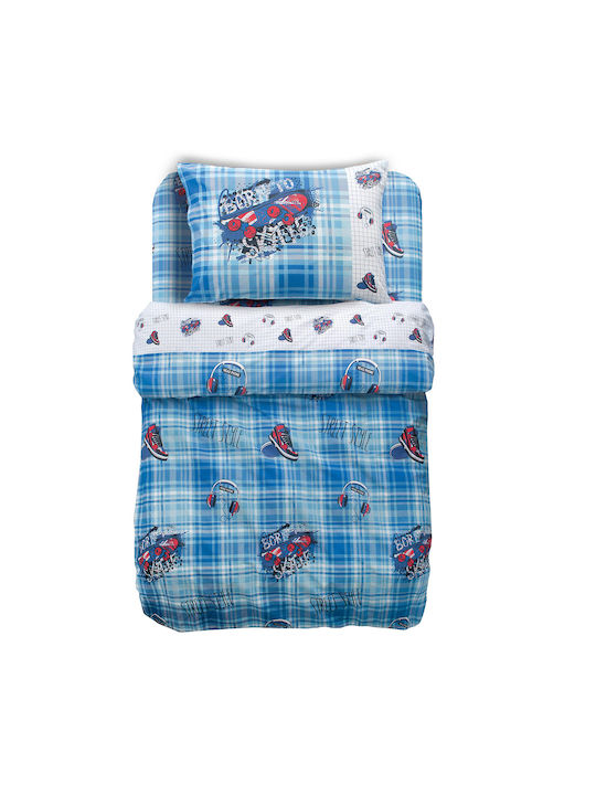 Makis Tselios Home Kids Duvet Set Single with Pillowcase Skate Blue 160x240cm