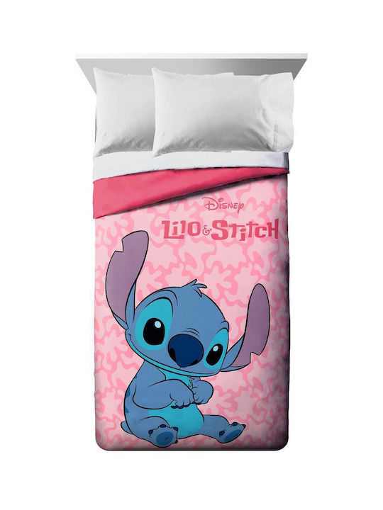 Disney Kinderdecke Einzel mit Microfaserfüllung Lilo Stitch Pink 160x240cm