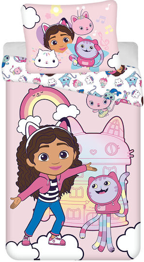 Gabby's Dollhouse Single Pink Kids Duvet Cover Set