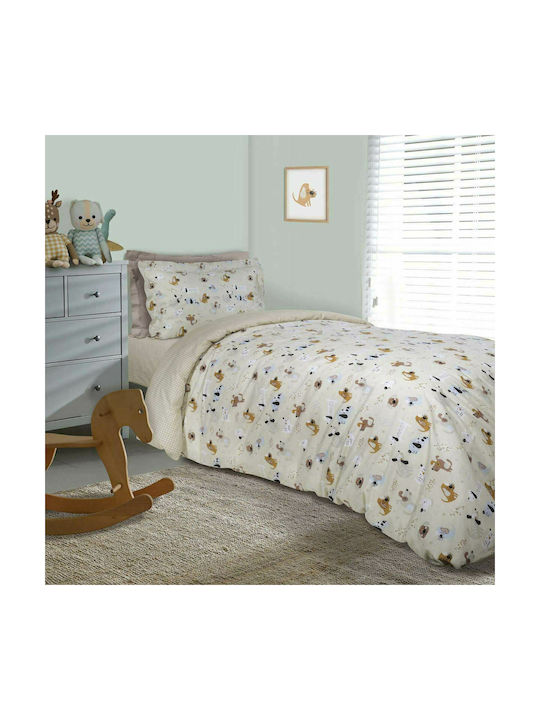 Das Home 4766 Set Kids Duvet Cover Single with Pillowcase Cotton Beige 160x240cm