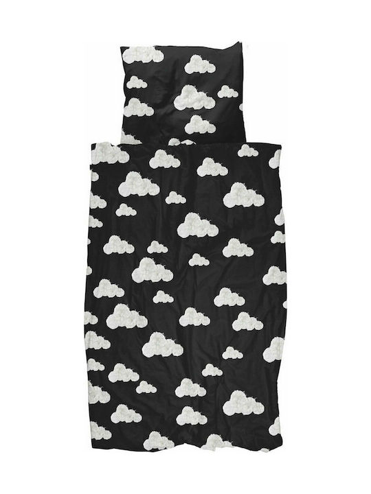 Snurk Cloud Set Kids Duvet Cover Single with Pillowcase Black 160x220cm