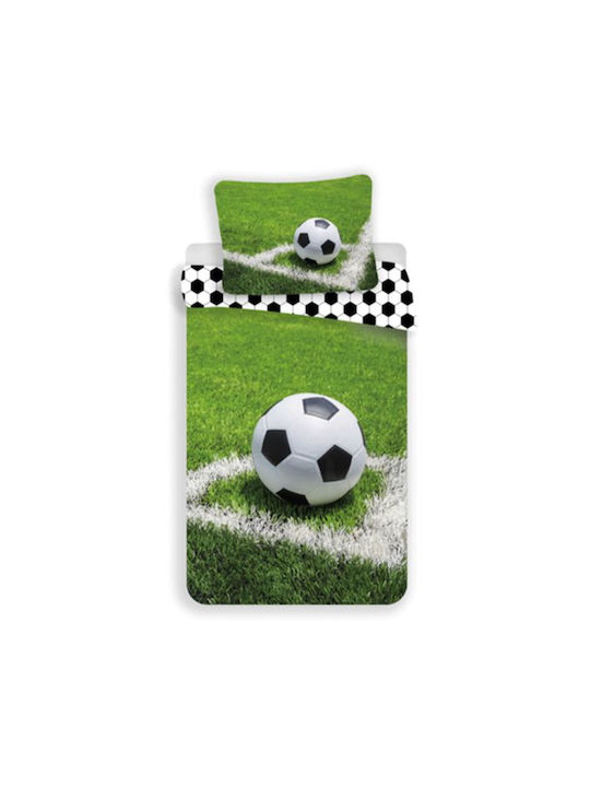 Set Kids Duvet Cover Single with Pillowcase Cotton Green/black and white 140x200cm