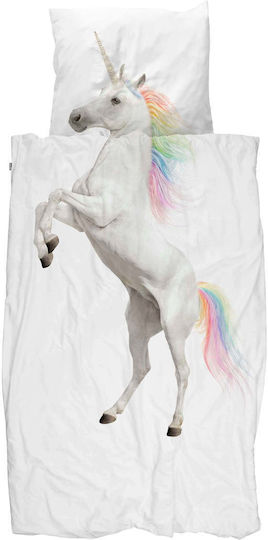 Snurk Set Kids Duvet Cover Single with Pillowcase White 140x200cm