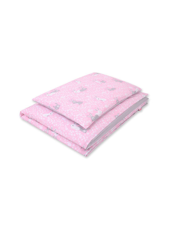 Bobono Set Kinderbettbezug Einzel mit Kissenbezug Pink, Gray 100x135cm