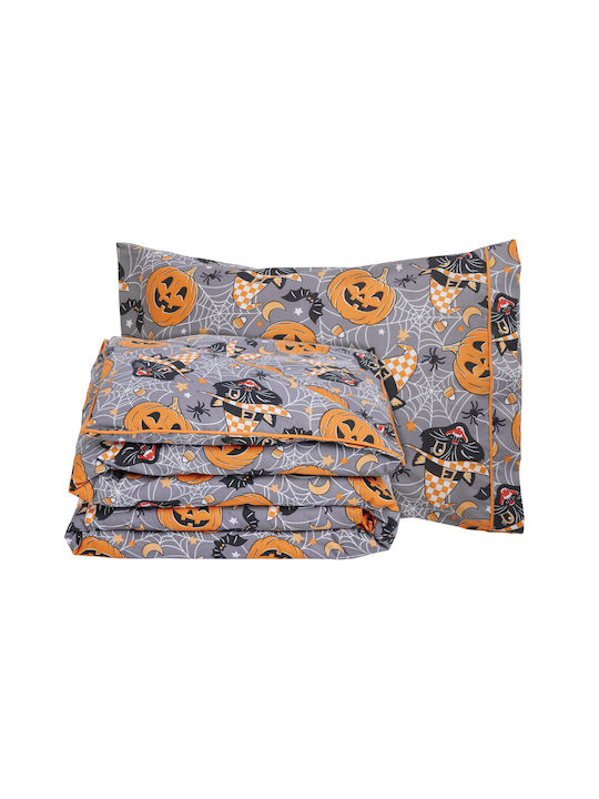 Das Home Σετ Παιδική Παπλωματοθήκη Μονή Grey, Orange