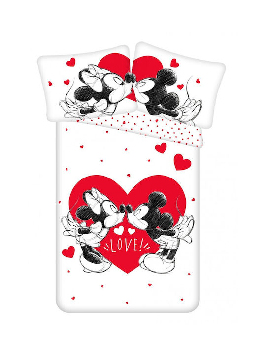 Disney Minnie Set Kids Duvet Cover Single with Pillowcase Cotton White 140x200cm