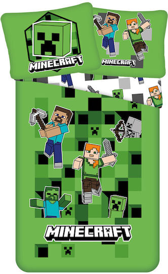 Minecraft Set Kids Duvet Cover Single Green